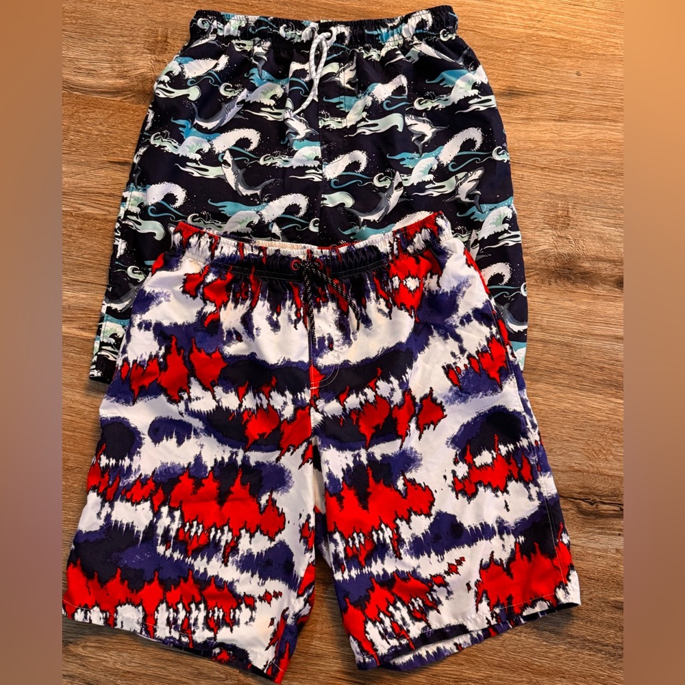 Wonder Nation Boys XL Swim Trunks Set of 2